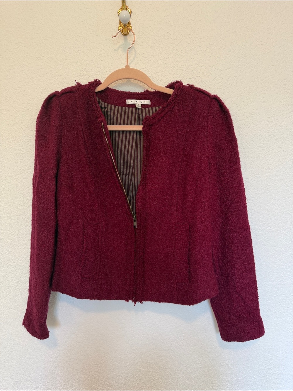 CAbi Maroon zip Jacket
